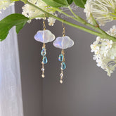 Rain Cloud Earrings Dangle - Fun white Cloud long drop earrings
